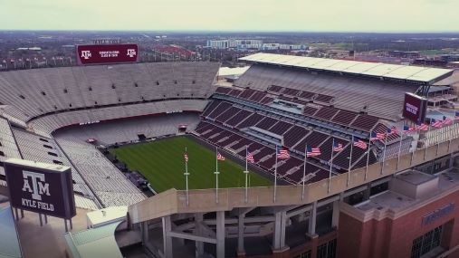 kyle field texas a&m college station drone shot